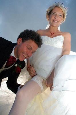 Wedding Dress Brides Show Their Stockings