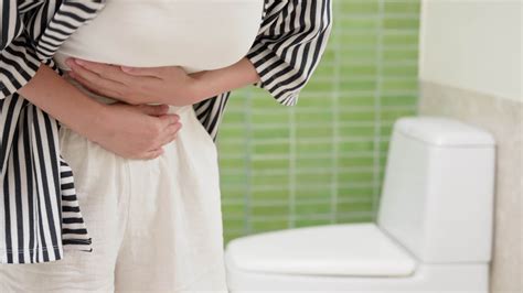 Flatulence Woman Hand Hold On Stomach From Ache Suffer From Food