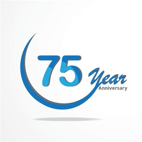 75 Year Anniversary Celebration Logo Type Blue And Red Colored