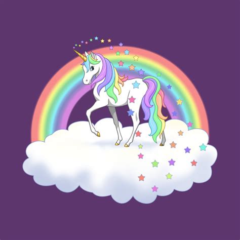 Pretty Rainbow Unicorn And Stars Unicorns T Shirt Teepublic