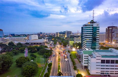 Aerial Shot Of The City Of Accra In Ghana At Night Editorial Image Image Of Ghana Landmark