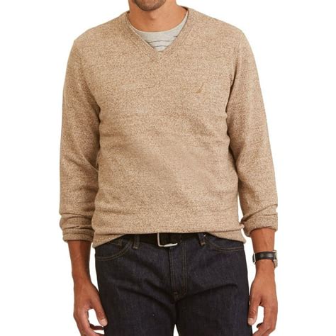 Nautica New Wood Beige Mens Size Medium M Pullover V Neck Sweater