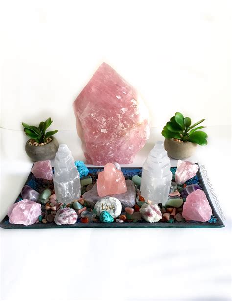 Love Energy Luxurious Rose Quartz Buddha Crystal Healing Altar