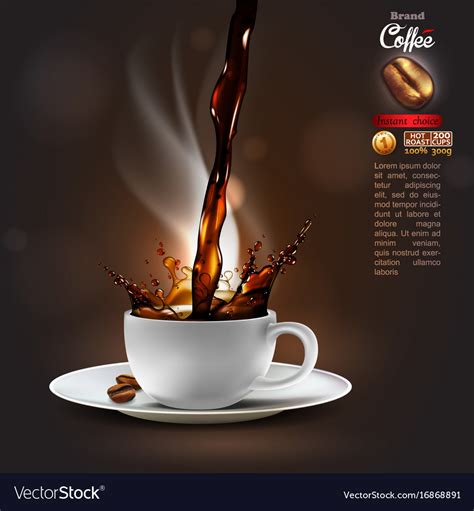 Coffee Advertising Design With A Splash Effect Vector Image