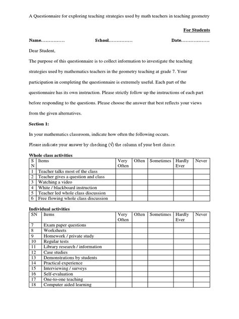 Example Of Survey Questionnaire For Research Gambaran