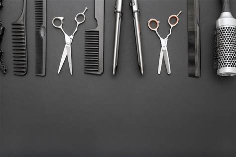 Premium Photo Hairdresser Tools Scissors Combs Hair Iron Black Frame
