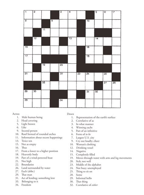 Printable Crosswords Puzzles 13 Best Printable Crosswords For Adults