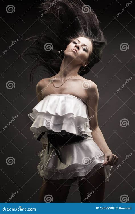 Gorgeous Brunette Woman Dancing Stock Image Image Of Girl Female