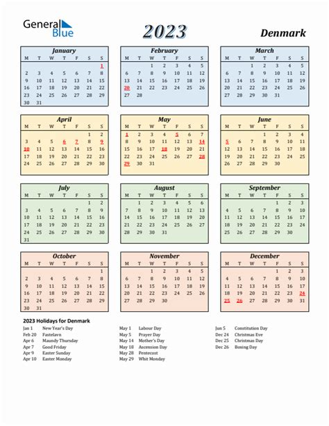 2023 Denmark Calendar With Holidays