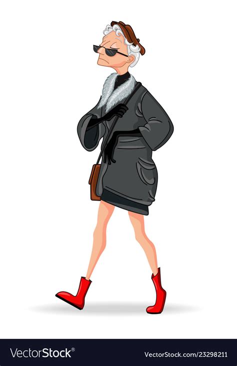 Old Lady Fashion Dressed Cartoon Character Vector Image