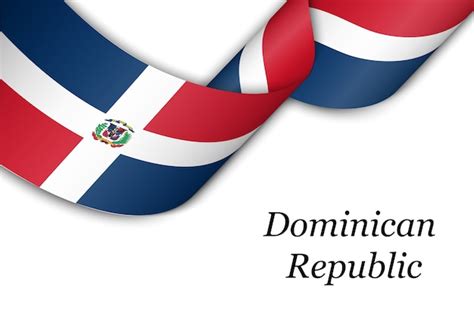 Cinta ondeando o banner con bandera de república dominicana Vector