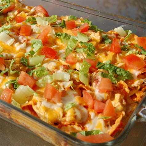 Pour chicken filling over crushed chips. Doritos Chicken Casserole Recipe