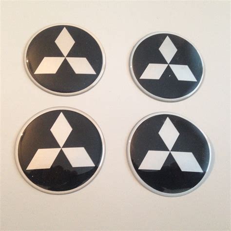 4 Mitsubishi Sticker 53mm Black Emblems Logo Hubcap Ebay