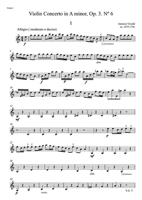 Violin Concerto In A Minor Rv 356 Vivaldi Antonio Imslp Free Sheet Music Pdf Download