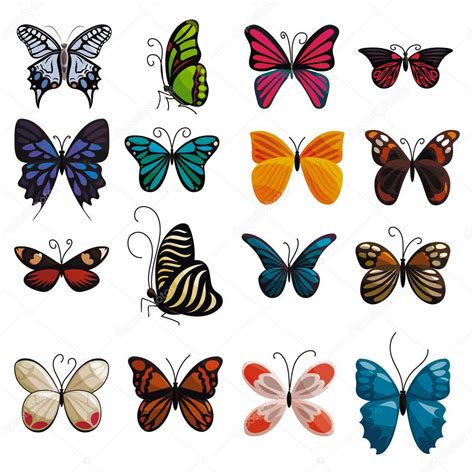 Dibujos: mariposa animados | Conjunto de iconos de mariposa, estilo de ...