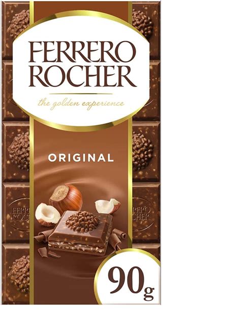 Ferrero Rocher Milk Chocolate Bar With Crunchy Hazelnut 90g Approved Food