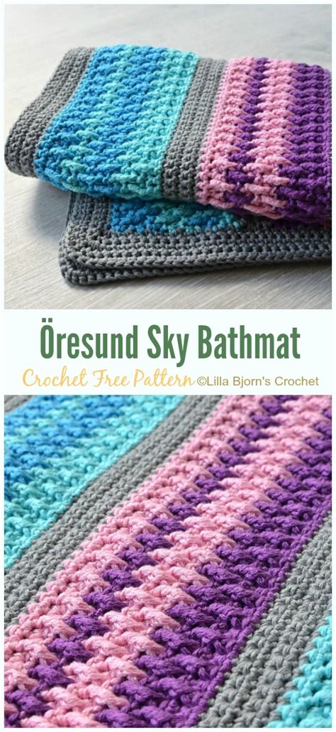 Use this free crochet set for bathroom pattern when you want to keep your washroom neat during the party. Bath Rug & Bathmat Free Crochet Patterns