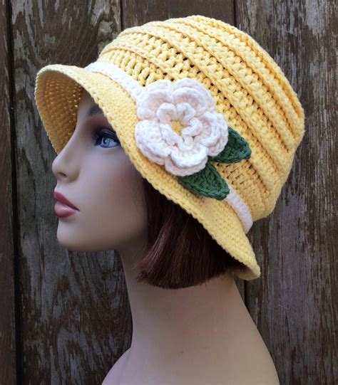 cotton sun hat with flower brimmed hat flower hat etsy crochet yarn hats crochet sun hat