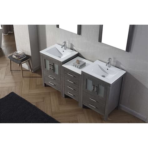 Double bathroom vanities and basin combinations. Dior 66" Double Bathroom Vanity Cabinet Set in Zebra Grey