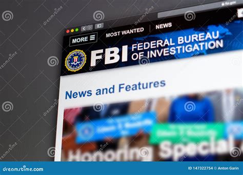 Federal Bureau Of Investigation Website Homepage Close Up Of Fbi Logo