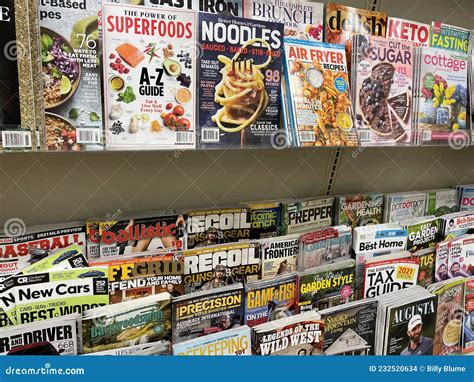 Magazine Racks In A Grocery Store Close Up Editorial Stock Image