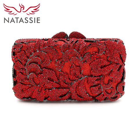 Natassie 2017 New Women Red Clutch Bag Ladies Evening Crystal Bags