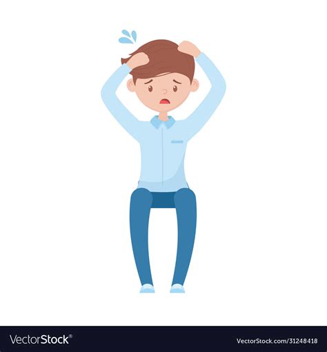 Stressed Employee Man Cartoon Character Isolated Vector Image