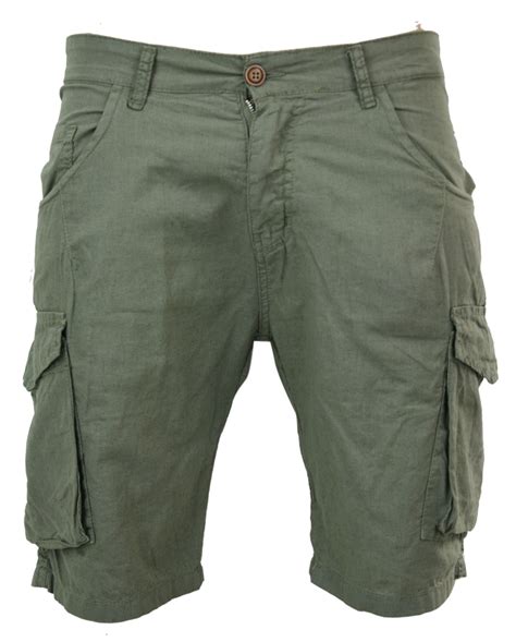 Mens Linen Shorts Combat Pockets Smart Casual Beach Holiday Summer Wear