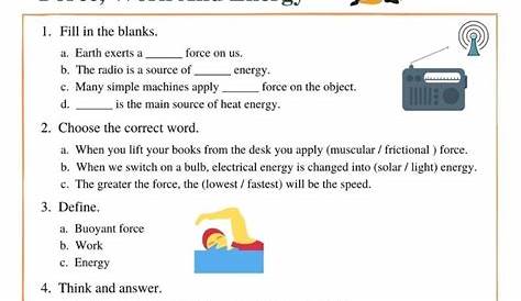 Fun and Engaging Force, Work, and Energy Class 5 Worksheet