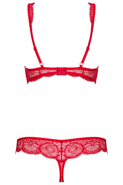 Obsessive Womens Sexy Lace Bra And Thong Set 853 Set 3 Red