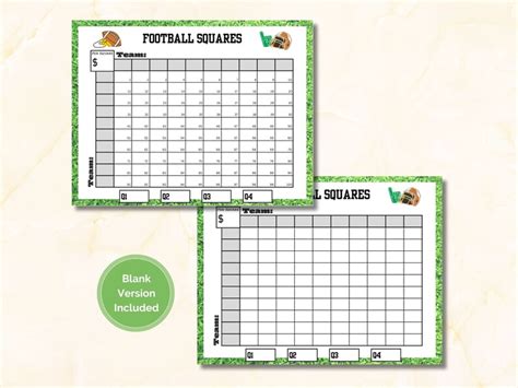 Football Squares Printable Football Squares Football Squares