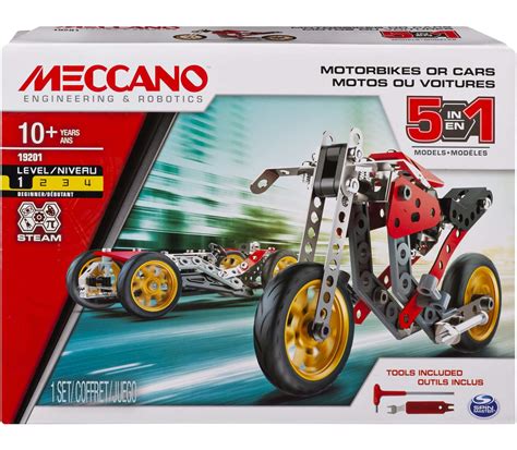 Meccano 5 In 1 Motorbikes Or Cars Model Building Kit 19201 Steam