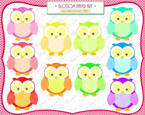 Owls Rainbow Clipart Printables By Blossompaperart On Zibbet