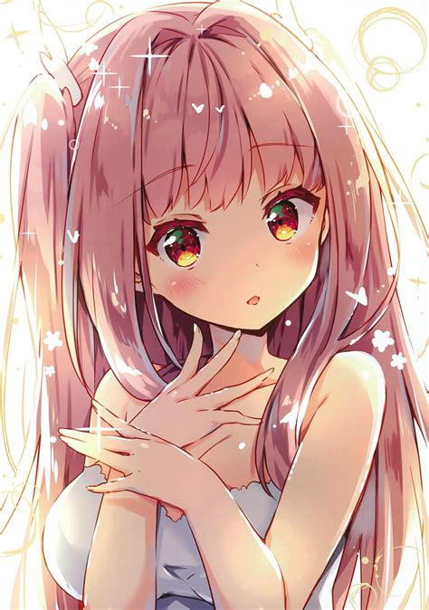 2k Free Download Anime Anime Girls Long Hair Brunette Orange Eyes