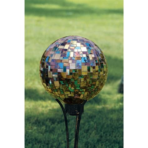 Home And Garden Blue Mosaic Deco Gazing Ball Glass Hand Blown 65688