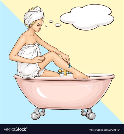 Woman Shaving Legs With Razor Cartoon Royalty Free Vector