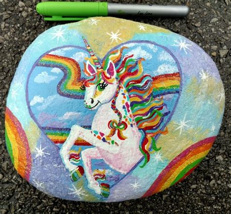 Unicorn Rainbow Rock Painting Unicorn Painting Painted Rocks Rock