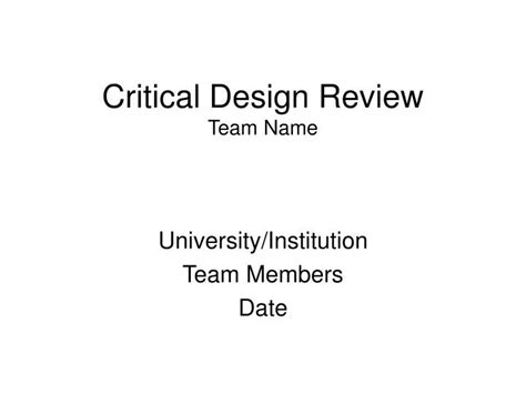 ppt critical design review team name powerpoint presentation free download id 5812774