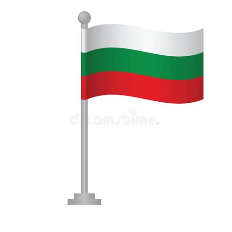 Bulgaria Flag National Flag Of Bulgaria On Pole Vector Stock Vector