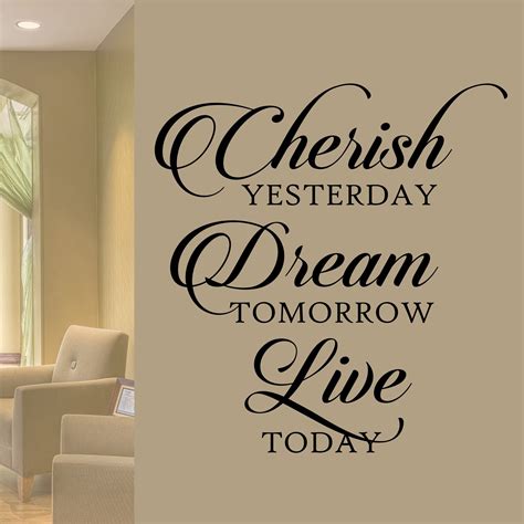 Inspirational Wall Decal Cherish Dream Live Motivational Quote Vinyl Wall Lettering