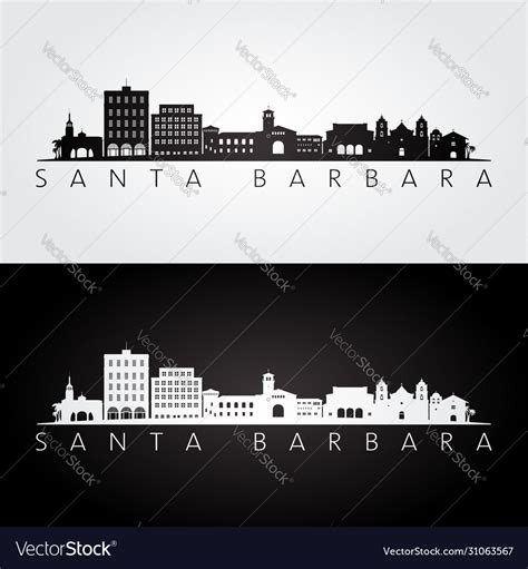 Santa Barbara California Skyline And Landmarks Vector Image