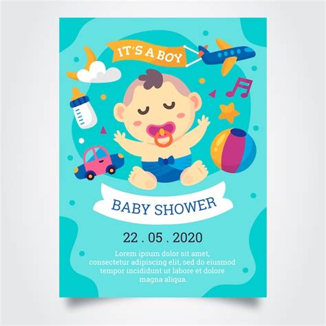 Premium Vector Baby Shower Boy Invitation Template