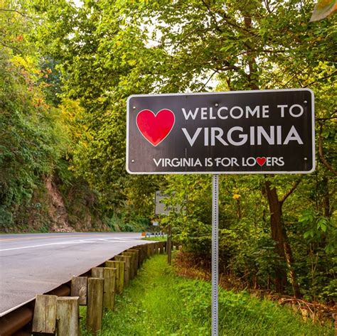 Welcome To Virginia Sign By The Road Travel Off Path