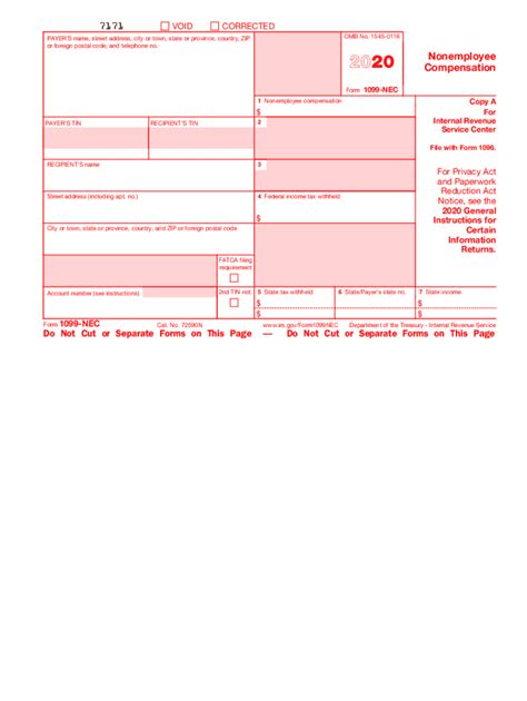 Irs 1099 Nec 2020 2022 Fill And Sign Printable Template Online Us