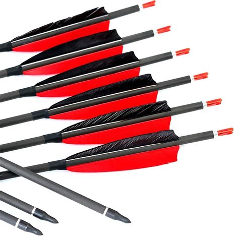 12pcs 32inch Archery Pure Carbon Arrows Id62mm Spine 250 800 4inch