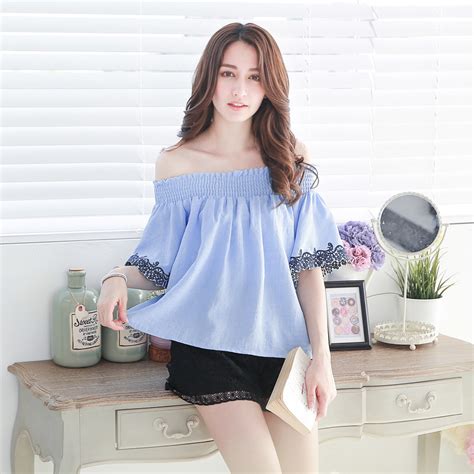 Yoco Womens Off Shoulder Top With Lace Trim Japanesekorean Fashion Ebay