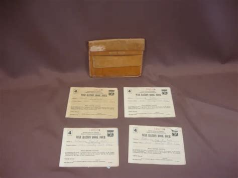 Vintage Original War Ration Book Wwii 4 With Stamps In Leather Case