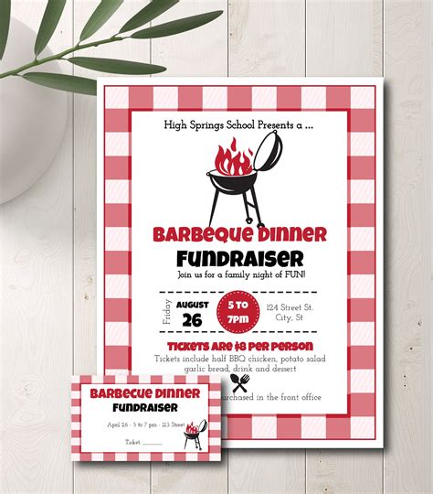 Barbecue Dinner Fundraiser Flyer And Tickets Bbq Night Pta Etsy Uk