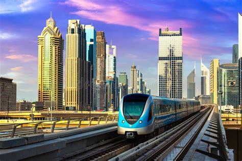 Metro Railway In Dubai Stock Image Image Of Construction 245814043