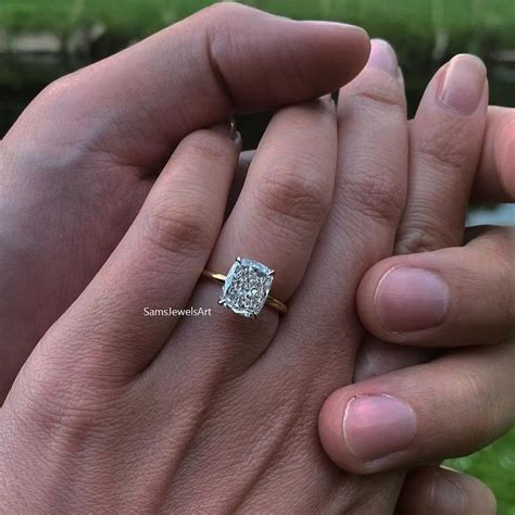 250 Ct Elongated Cushion Cut Diamond Solitaire Engagement Etsy